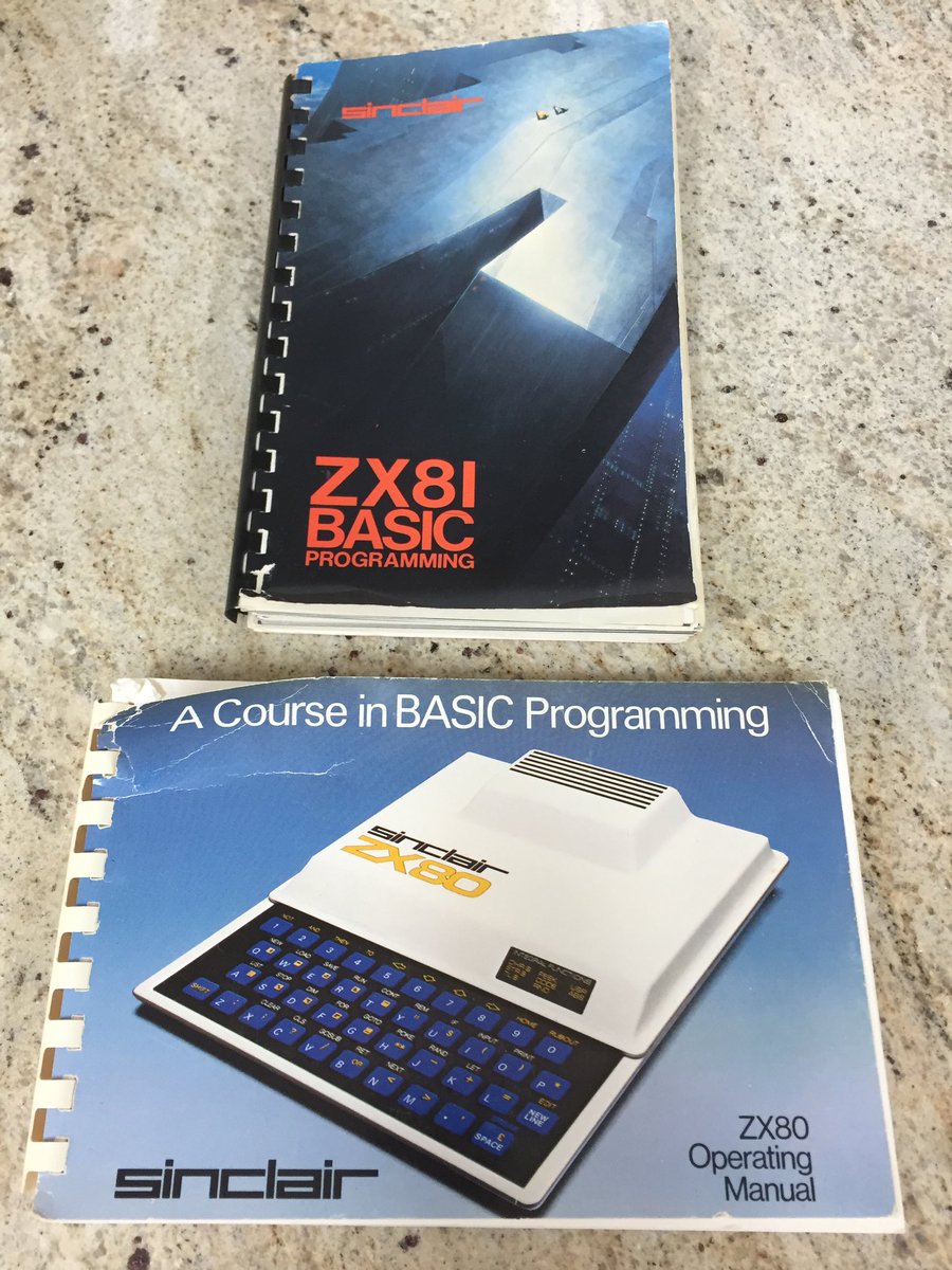 taosecurity's tweet photo. I’m sad about this too. This is literally my first computer, an original #sinclairZX80 later modified by mail kit to function as the ZX81. My dad bought it for us for $100 in 1980. Here’s our Sinclair 1000 and books I used to do my first programming within the 16 KB RAM expander. https://t.co/sAtNn7GR2j