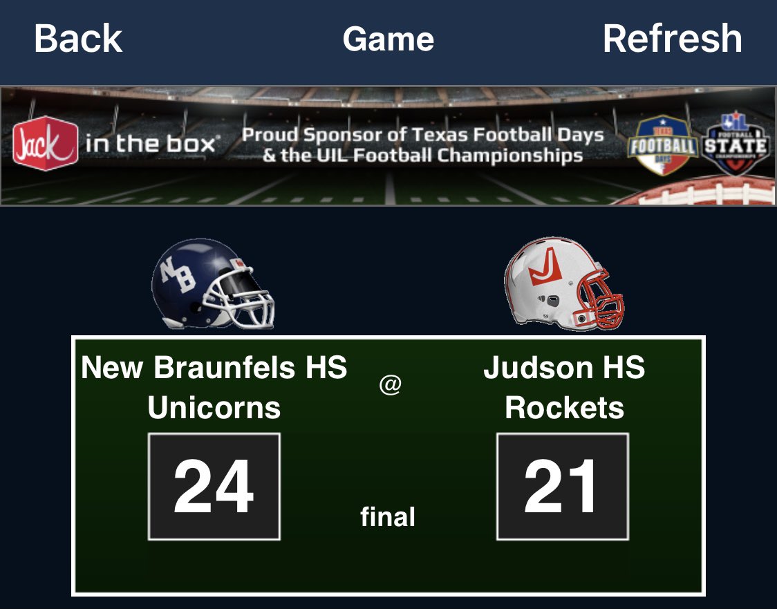 NBBSoccer's tweet photo. They’ve done it again… Awesome game from @NBUnicornFB getting the win AT JUDSON! Oh, and Wenzel comes up big on the game winning field goal!👟🏈

@NewBraunfelsISD 
@NBISDAthletics 
@DunnImages 

#UnicornAthletics https://t.co/yqJCwBv1iW