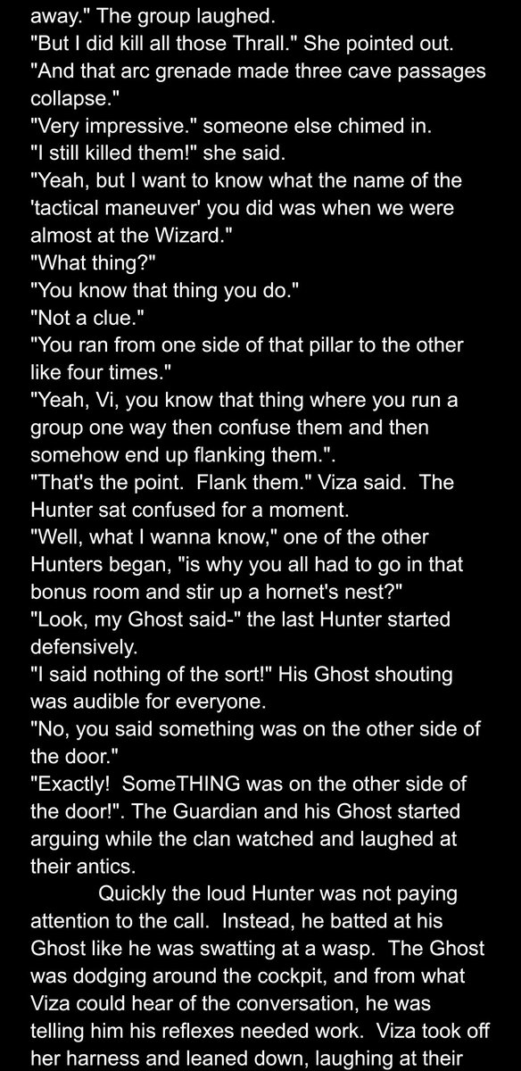 taliaocollins's tweet photo. Alright last one for this challenge. (So sad I'm ready for another!)  Honestly I wanted this just to be the dialogue.  I had that initial bit done and I loved it but it was no where near my word count.  Enjoy!  #Destiny2 #DestinyArchives #DestinyComWriting https://t.co/BCUGVyeeF2