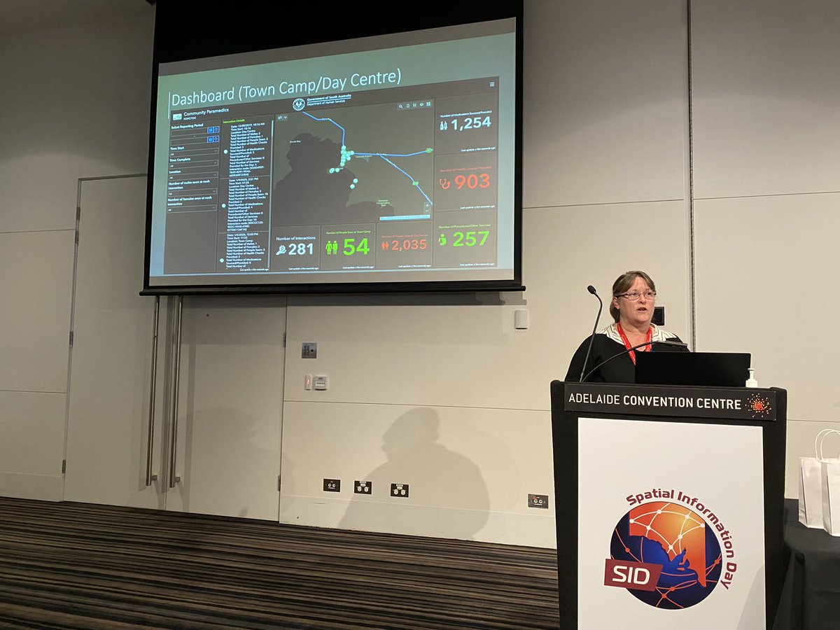 G_Maguire's tweet photo. @spatialinfoday @HumanServicesSA #GIS Champion - Annette showcasing #esri end-to-end solution for Community Paramedics to help our SA #community #datadriven #insights #Collaboration https://t.co/Q0kq88kexk