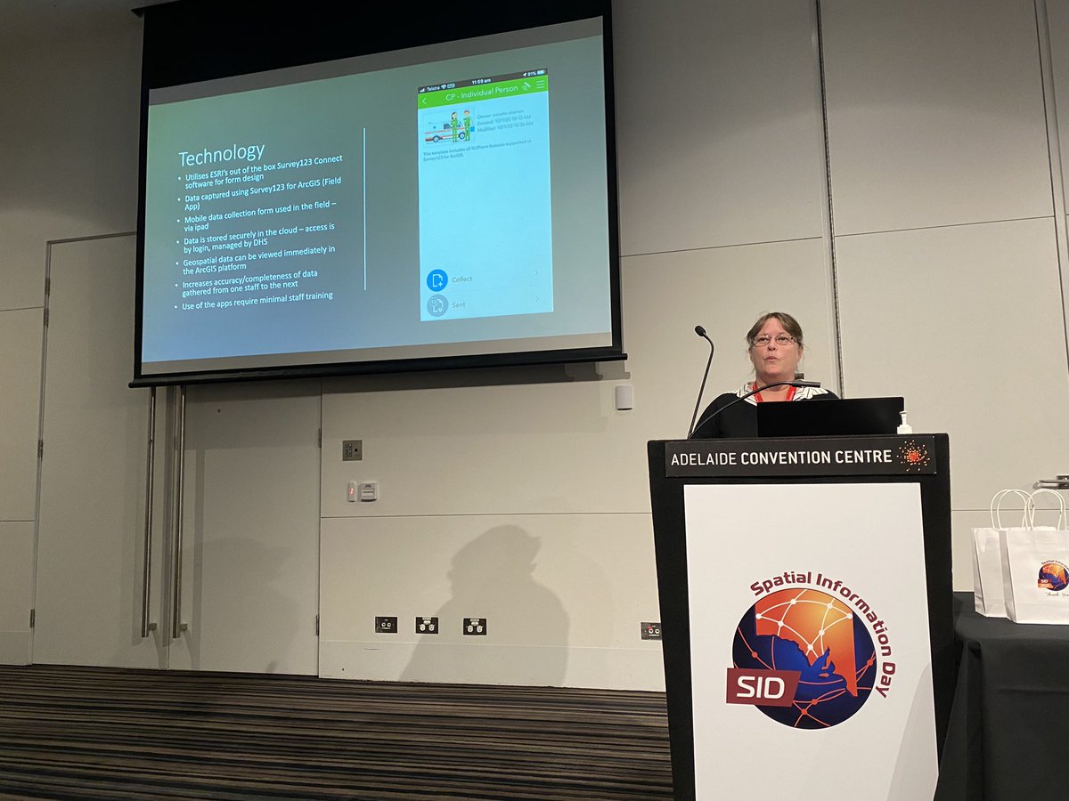 G_Maguire's tweet photo. @spatialinfoday @HumanServicesSA #GIS Champion - Annette showcasing #esri end-to-end solution for Community Paramedics to help our SA #community #datadriven #insights #Collaboration https://t.co/Q0kq88kexk