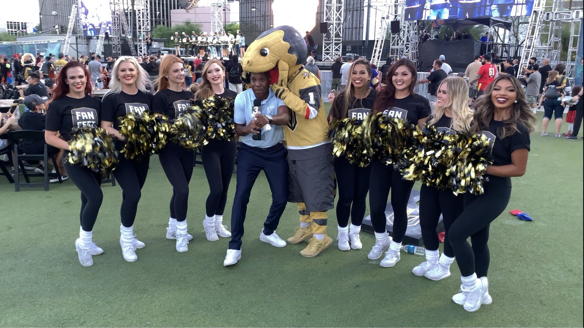 slickrate's tweet photo. I hope @BryanNews3LV is ok after @ChanceNHL took a big chomp out of him! #VGKFanfest @News3LV @GoldenKnights #GoKnightsGo https://t.co/VEVKzTy6IT
