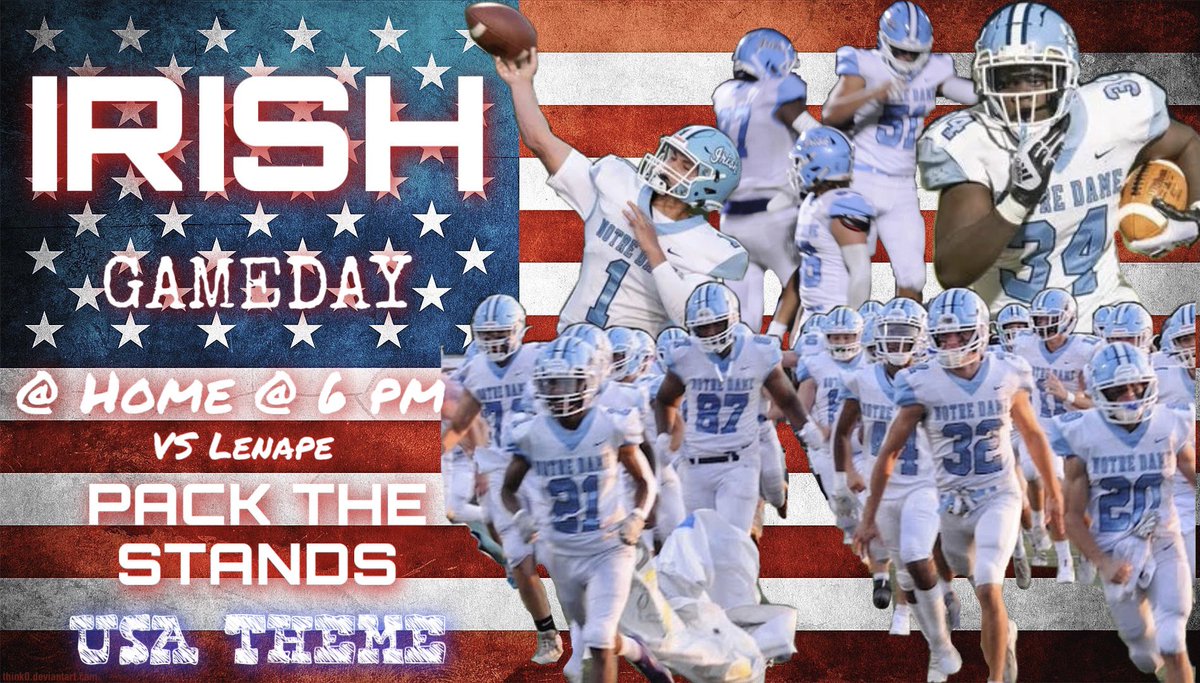 ndhshooligans's tweet image. ☘️IRISH FOOTBALL BACK AT IT☘️

09/17 Under the Lights @ Home @ 6 pm VS Lenape HS

BRING THE ENERGY‼️‼️ First Home Game let’s get ROWDY ⚡️⚡️

USA 🇺🇸… BE THERE ‼️ #godcountryfootball #goirish