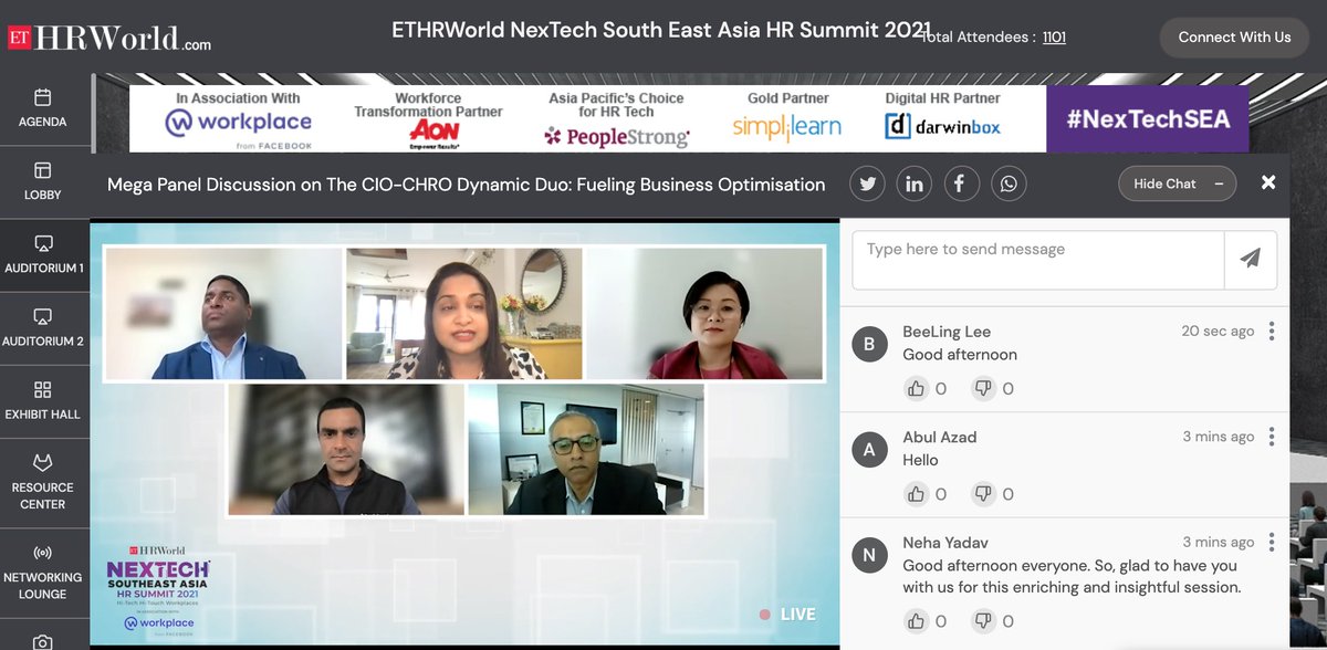 peoplestrong's tweet photo. NOW LIVE: #NexTechSEA Mega Panel Discussion featuring @ChaudharySpeak of @peoplestrong, George Eapen @PetrofacGroup, Piyush Chowhan @luluhypr & Jacely Voon of Fujifilm BI, with @Yasminetaj sharing powerful ideas on, “The #CIO-#CHRO Dynamic Duo: Fueling Business Optimisation” https://t.co/Nc8YI0L4Ge