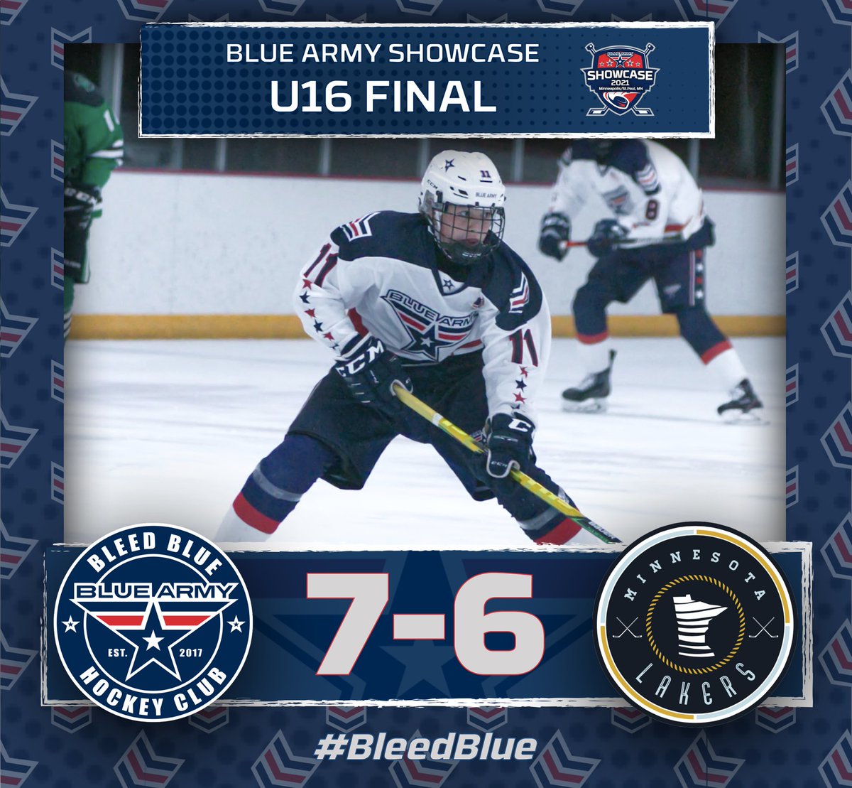 BlueArmyHockey's tweet photo. U16s open the #BAShowcase in a high scoring affair vs the Lakers. Lunski with 4 🍎. Game 2 tomorrow against the Anaheim Jr Ice Dogs at 8pm #BleedBlue https://t.co/TnfdKZfme4