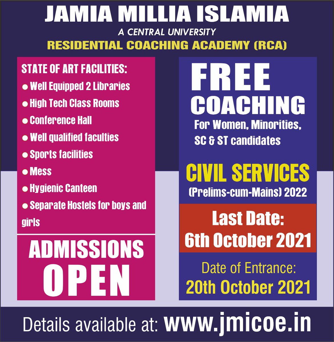 Residential Coaching Academy - Jamia tweet media
