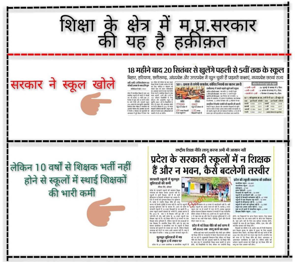 BharatPippal's tweet photo. #बेरोजगारदिवस_MPTETjoining
उपचुनाव आ गये अब होगी रोजगार देने वाली घोषणाओ की बौछार, आश्वासनो की मूसलाधार बारिश करेंगे हमारे घोषणावीर @ChouhanShivraj मामाजी, पर मिलेगा किसी को कुछ नहीं जैसे चयनित शिक्षक 3 साल से भटक रहे।
@Indersinghsjp @brajeshabpnews @BhopalSamachar https://t.co/2cZ8hJh7qj