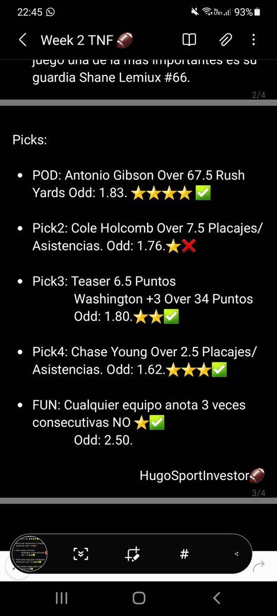 HugoSportInv's tweet photo. Buenas noches 

Se cobra de nuevo la POD y los picks del TNF nos vamos 4✅ 1❌

Todos los picks van con un análisis y estudio, picks de calidad no cantidad.

Que esperas para unirte? 
Mandame MD 📩 https://t.co/oRWo6DoVm6