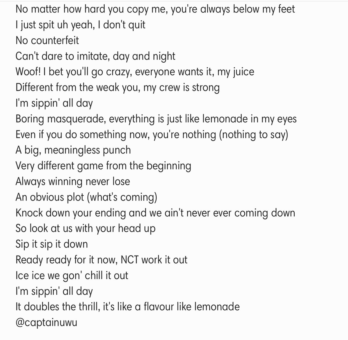 127 lemonade lyrics nct Lirik Lagu