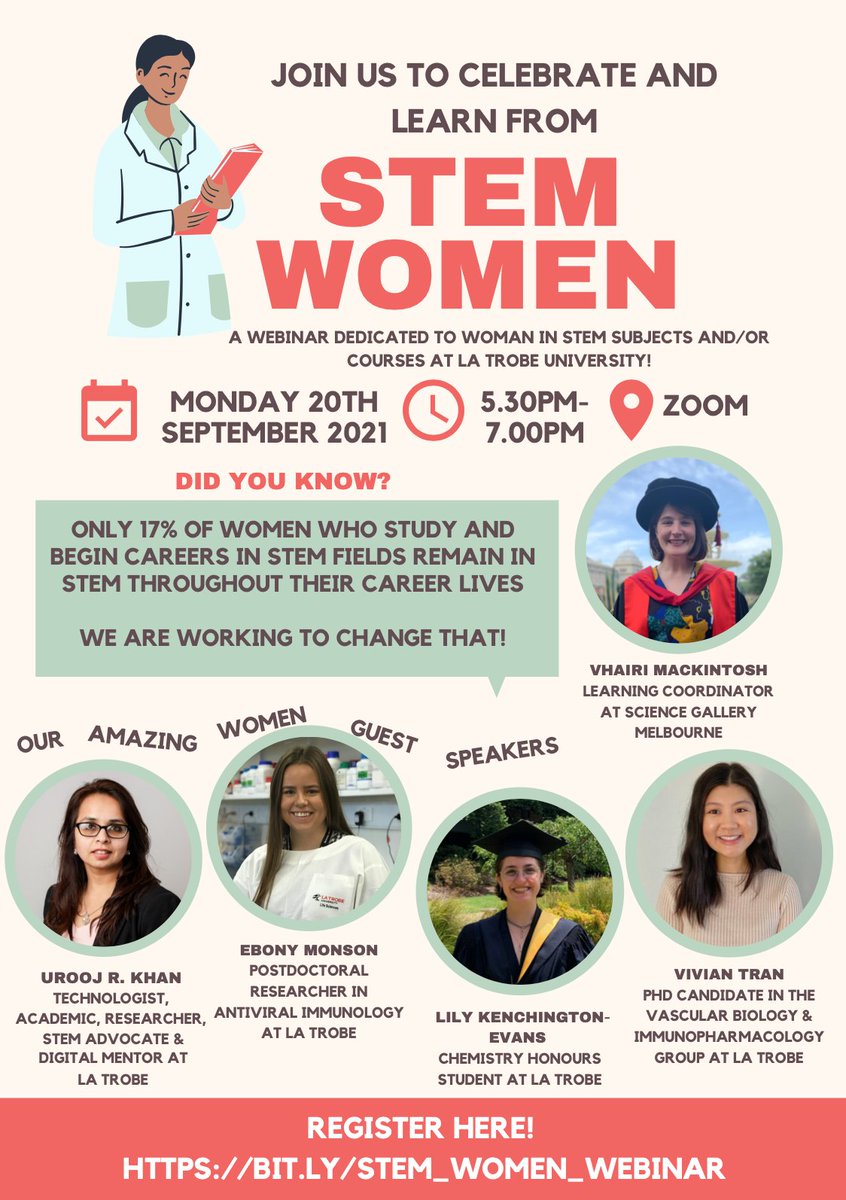Microbiology, Anatomy, Physiology and Pharmacology (@mapp_latrobe) on Twitter photo We are excited to share that our very own <a href="/ebony_monson/">Ebony Monson, PhD</a> and <a href="/vivianvtran/">Vivian Tran, PhD</a> will be guest speakers at a <a href="/latrobe/">La Trobe University</a> student run Women in STEM webinar this Monday! If you would like to hear more about their experiences, don't forget to register below for the link!! #womeninSTEM We are excited to share that our very own <a href="/ebony_monson/">Ebony Monson, PhD</a> and <a href="/vivianvtran/">Vivian Tran, PhD</a> will be guest speakers at a <a href="/latrobe/">La Trobe University</a> student run Women in STEM webinar this Monday! If you would like to hear more about their experiences, don't forget to register below for the link!! #womeninSTEM