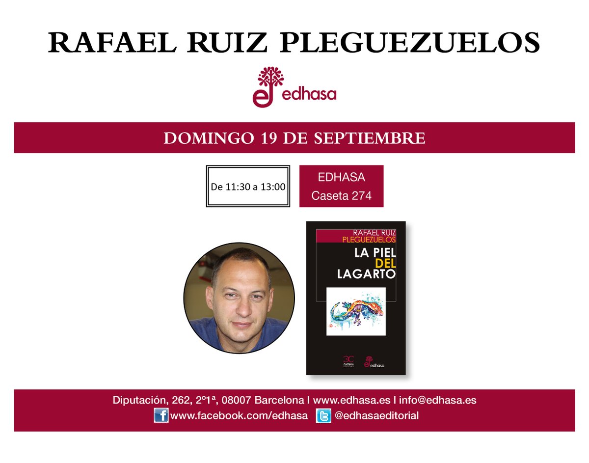 rpleguezuelos's tweet photo. Quien quiera y pueda... nos vemos el domingo en @FLMadrid en la caseta de @edhasaeditorial, firmando #Lapieldellagarto https://t.co/QGr2kvM55h