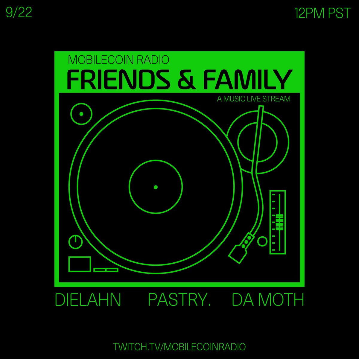 MobilecoinRadio's tweet photo. September 22nd we’re bringing @ambienwalru5, @Pastrymusic, and Da Moth to the MobileCoin Radio headquarters to play some live DJ sets on Twitch starting at 12PM PST / 8PM BST! 🔥

#mobilecoin #mobilecoinradio #mob #livestream #twitchmusic #bassdjs #labass #freeshow https://t.co/Bvsuf2VW1c