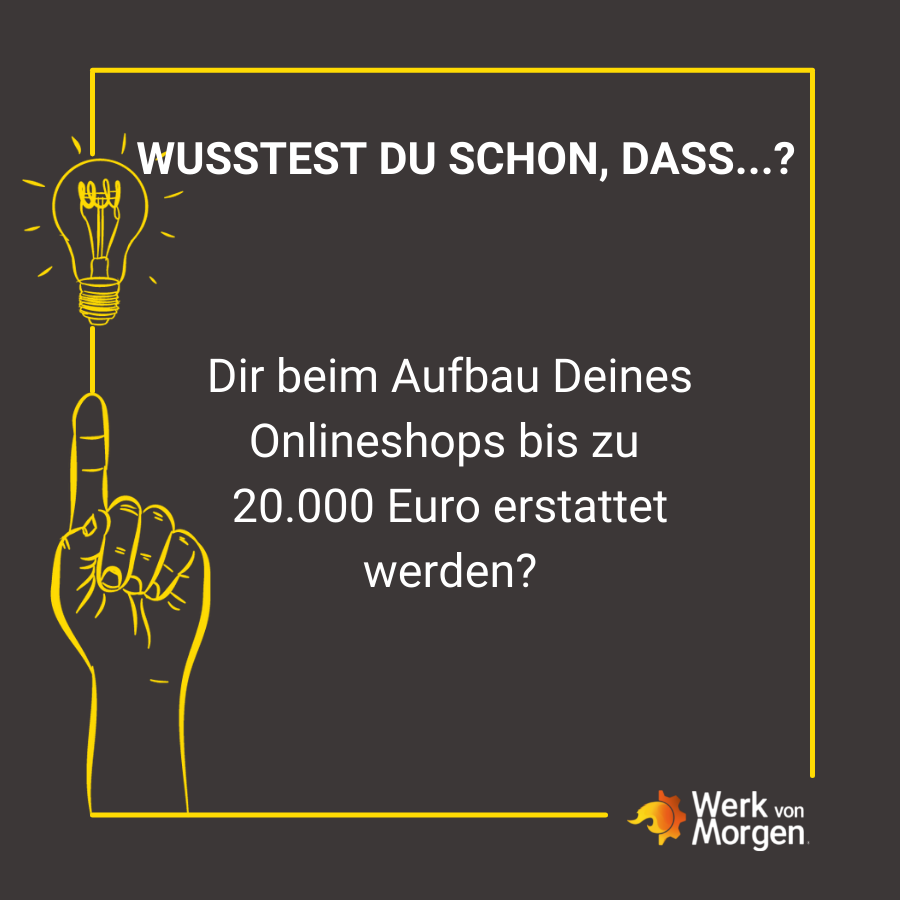 Du möchtest Dir einen Onlineshop anschaffen? 💻 Dann ist jetzt der richtige Zeitpunkt dafür, da das BMWI die Digitalisierung Deines betroffenen Unternehmens mit bis zu 20.000 Euro fördert. 

#wvm #werkvonmorgen #üh3 #überbrückungshilfe #überbrückungshilfe3 #digitalisierung