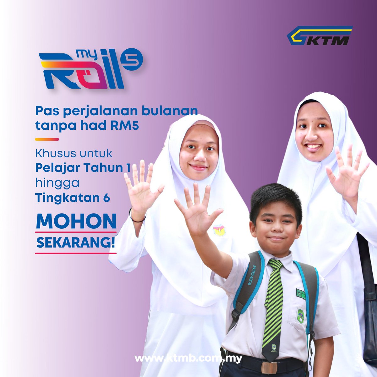 ktm_berhad's tweet photo. Pendaftaran:
👉🏻 Dalam talian melalui https://t.co/4B1UlXgMyB bagi pengguna KTM Komuter Utara &amp; Shuttle Timuran.
👉🏻 Stesen terpilih bagi pengguna KTM Komuter Lembah Klang.

#MyRail5 #pasbulanan #pelajar # sekolah #KTMB #ETS #KTMKomuter #KTMKomuterUtara #KTMIntercity #KTMKargo https://t.co/KgQ40wzdHE