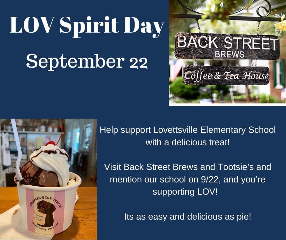 LOV PTO (@lovpto) on Twitter photo Back Street Brews Spirit Day 9/22!! Make sure to mention Lovettsville Elementary to support our school! <a href="/LovettsvilleES/">Lovettsville ES</a> Back Street Brews Spirit Day 9/22!! Make sure to mention Lovettsville Elementary to support our school! <a href="/LovettsvilleES/">Lovettsville ES</a>
