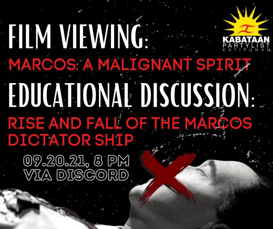 Do thieves, murderers, and dictators deserve a platform to spread their lies and revision of history? Join us in a film viewing and discussion on the legacy left by the Marcoses and the dark past of Martial Law. DM us for the link! #neveragain