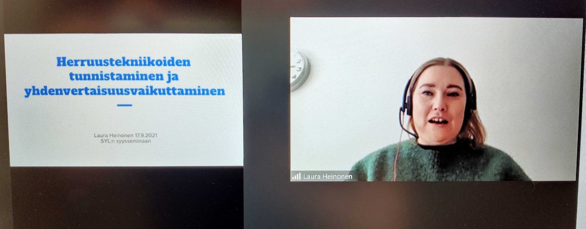SYL_FIN's tweet photo. Onko käsite "herruustekniikka" jo tuttu? Yhdenvertaisuuden vahvistamisesta ja erilaisten vallankäytön tekniikoiden tunnistamisesta meille kertoo seuraavaksi @LauraHeinonen. #SYLsemma https://t.co/hFP8XaLkwp