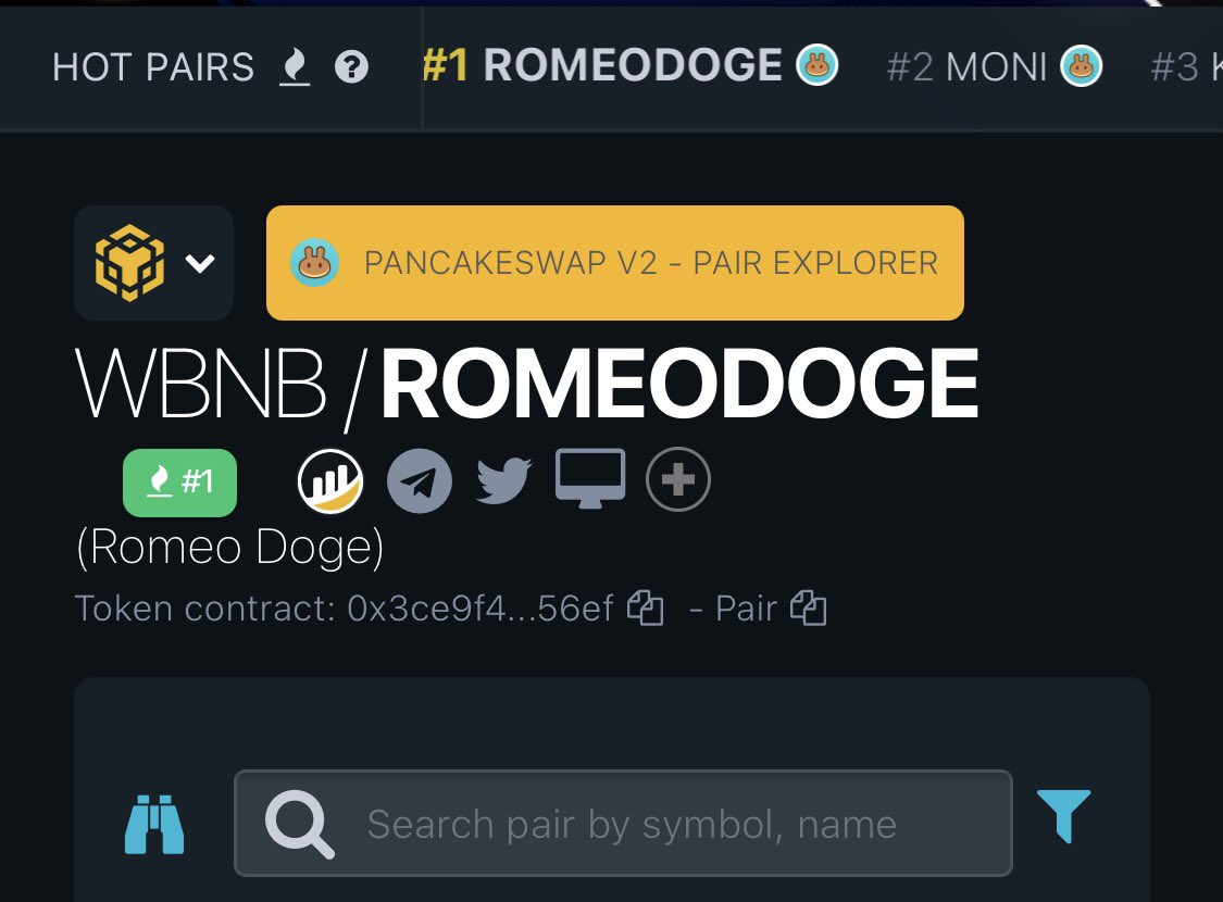 #1 on Dextools 🔥🔥🔥🔥

dextools.io/app/bsc/pair-e…

#RomeoDoge #dextools