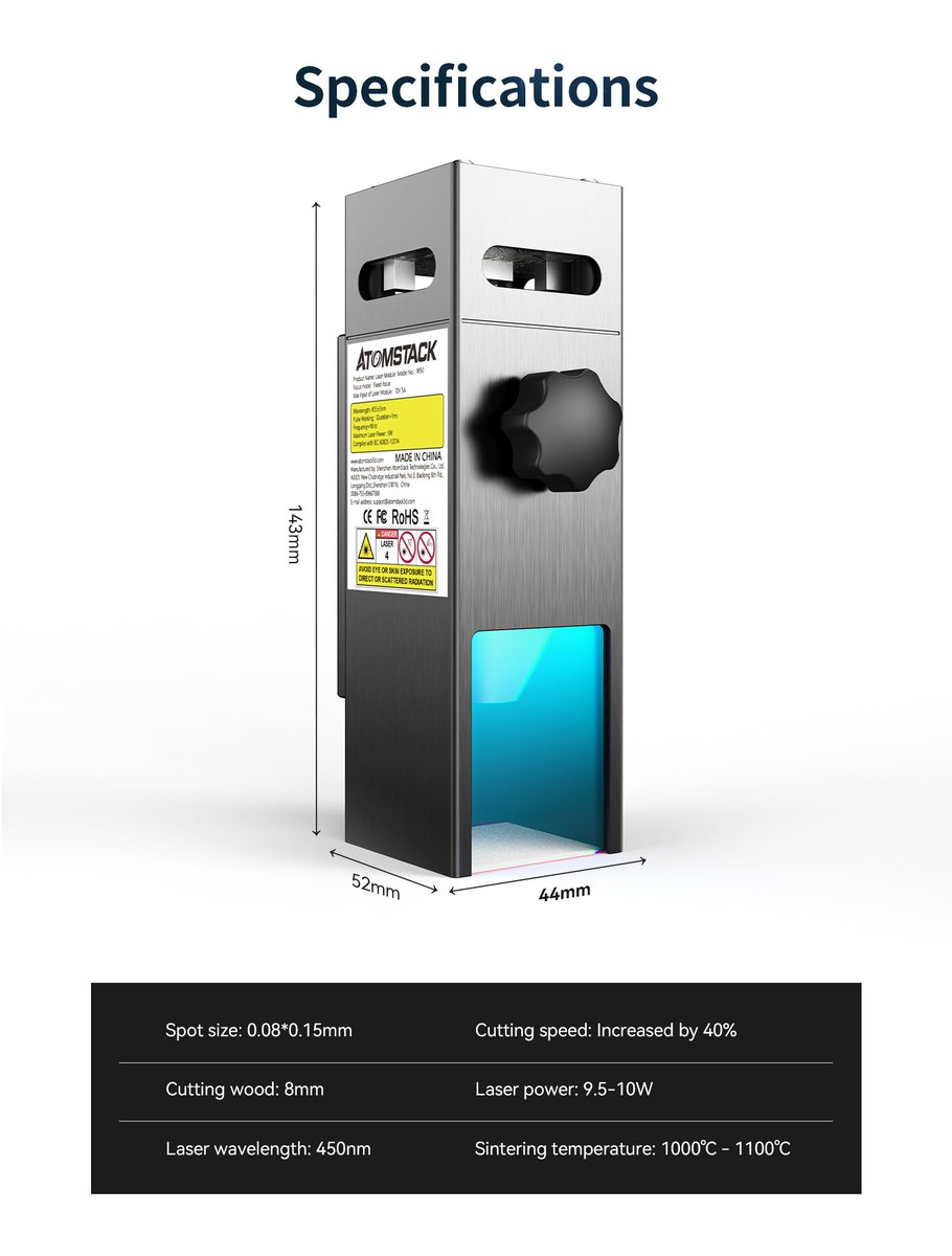 SAtomstack's tweet image. Atomstack's latest double compress spot laser module, 95% compatible with other brands. High optical power output up to 10W. Suitable for metal engraving and material cutting. #laserengravingmachine #lasercuttingmachine #laserengraver #lasercutter