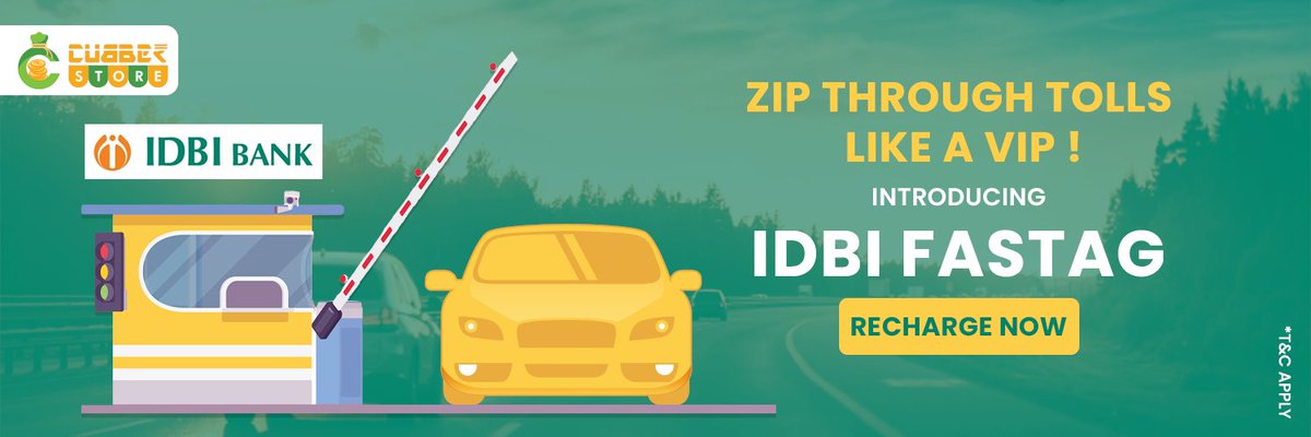 CubberStore's tweet photo. Toll Plazas will not be costing you your precious time anymore. Recharge your FasTag with IDBI Bank at the Cubber Store &amp; enjoy your journey like a VIP on the way. Visit the nearest Cubber Store to recharge your FasTag.
https://t.co/O16yx4AdJ7

#FasTag #IDBIFastag #CubberStore https://t.co/W9RDpfSfes