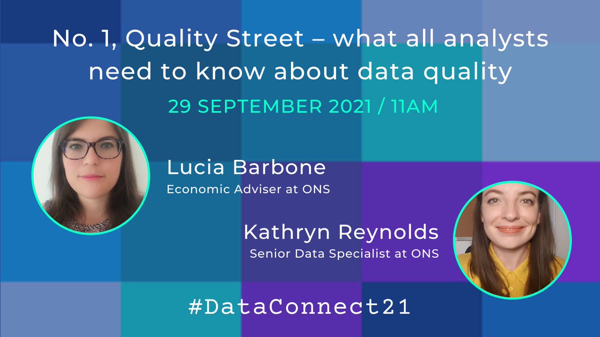 Want to know more about data quality for analysts? Join <a href="/EconLucia/">Lucia B</a> &amp; <a href="/katywrens/">Kathryn Reynolds</a> for their #DataConnect21 session, Wednesday 29th at 11am. Sign up now at eventbrite.co.uk/e/no-1-quality…