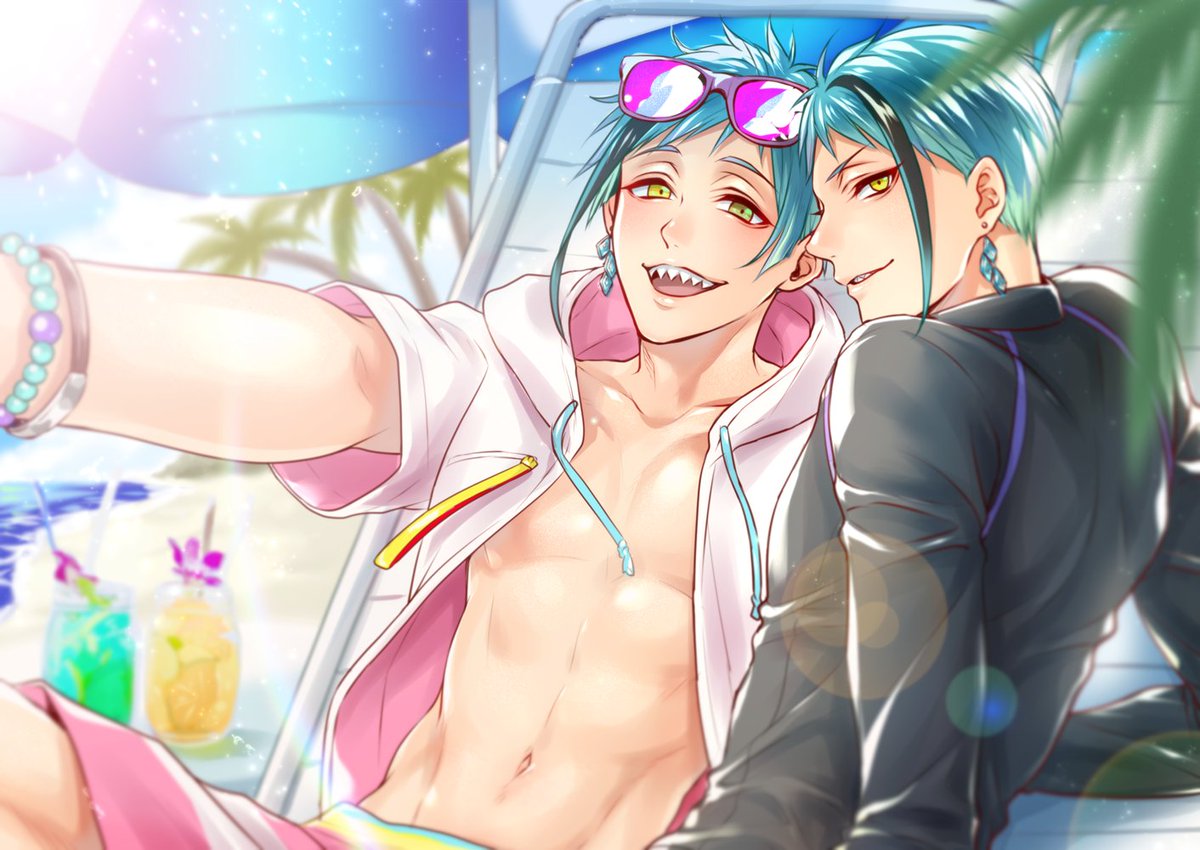 「真夏のリチ兄弟を描きたかったから描いたんだけどもう秋じゃん…
ジェイフロです🐬」|真弓るかのイラスト