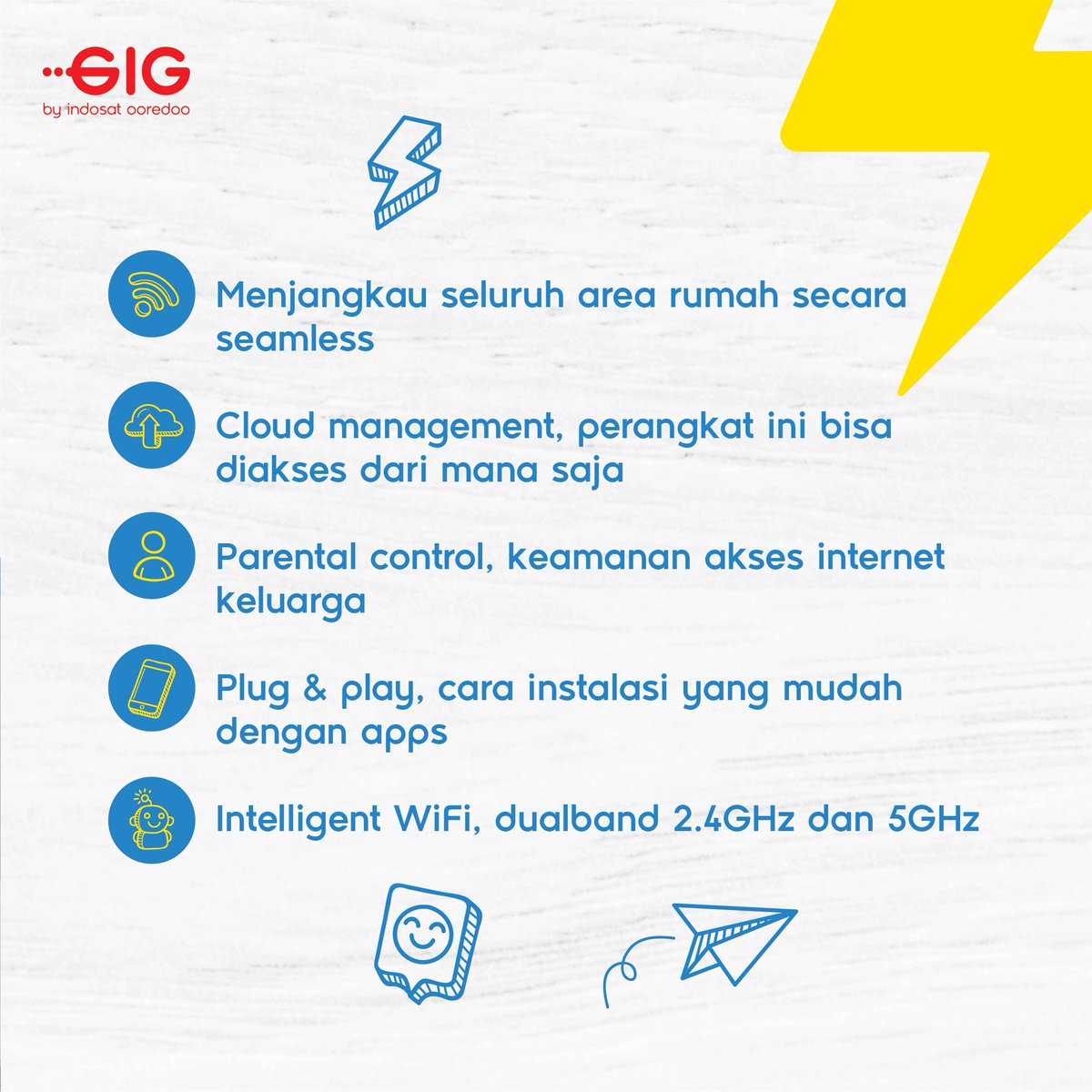 GIGsters udah tau belum kalau ada beragam fitur bermanfaat yang bisa kamu dapetin dari GIGamaze?

Cek deh fitur-fiturnya yang oke di gambar.
Klik linknya untuk punya GIGamaze: 
tokopedia.com/gigofficialsto…

#InternetNgebut #SecepatKilat #GIGamaze