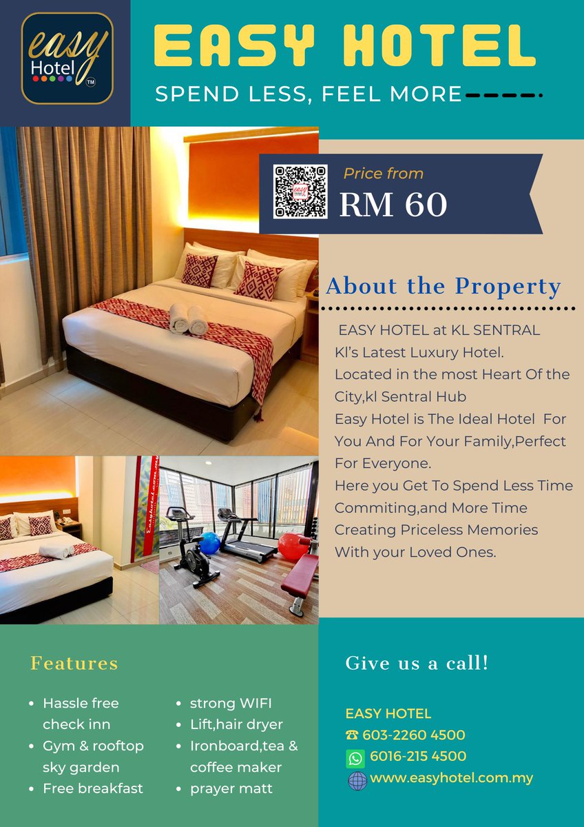 easyhotelkl's tweet photo. What are your plans for this weekend ?Plan your staycation in the heart of Kuala Lumpur kl Sentral with Easy Hotel Staycation offer from as low as RM60nett per night.Pamper yourself this weekend with a well-deserved staycation! #RoomOffers #Offer #Staycation #StaycationKL https://t.co/DudsWWmktl