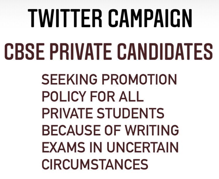 vineet71375848's tweet photo. Our REQUIREMENT is very simple 

👉PROMOTION LIKE REGULAR👈 

@cbseindia29 we know failing candidates and making them to apply for reevaluation is a form of  earning for you  but its a students life. 👉PLS THINK👈

#Gracemarksforprivatestudents
#promotionpolicyforCBSEpvt https://t.co/BEWeFc2x17