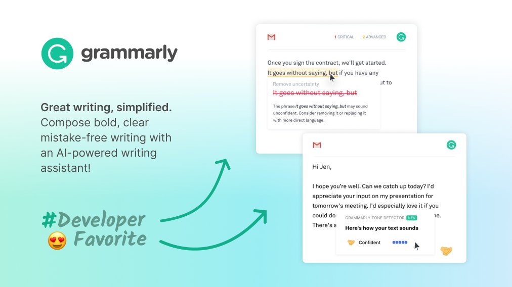 prisma's tweet image. 😍 Today&apos;s #DeveloperFavorite goes to 
@Grammarly! 

The Text Editor SDK allows developers to deliver real-time writing support to their apps’ users by adding just a few lines of code 🎉

📈 grammarly.com