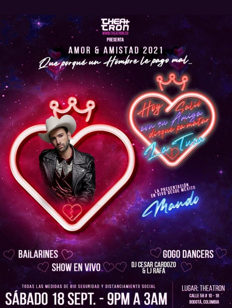 Comanders_MTY's tweet image. Miren nomas que noticion!!!!
El regio @musicmandomx tendrá su primer concierto en tierras colombianas, asi como lo ven, Mando estara por primera vez en concierto en Bogota, Colombia🇨🇴

Un logro más, estamos muy orgullosas de ti ❤️ Te mandamos toda la buena vibra🤩 @ComandersLatam