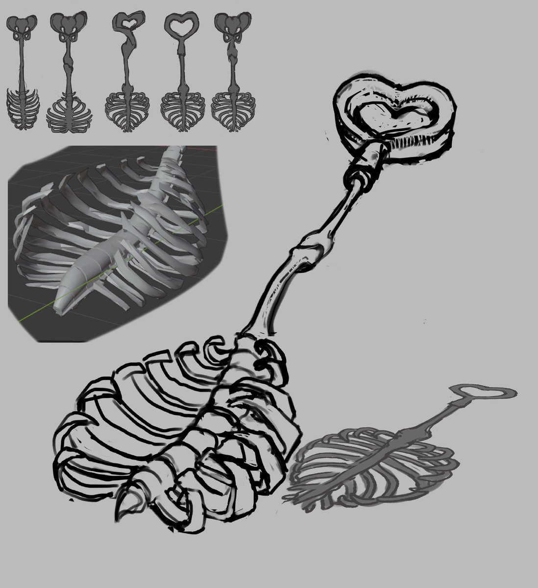 lesnoy_art's tweet photo. This is my process of creating a bone shovel 🎀 #concept #conceptart #concepts #conceptdesign #conceptartist #sketch #process #workinprogress #wip #creepy #creature #creaturdesign #shovel #bone #bones #scp #casualstyle #creepypasta #ArtistOnTwitter #artistsontwitter #artwork https://t.co/zmvFFa3igd