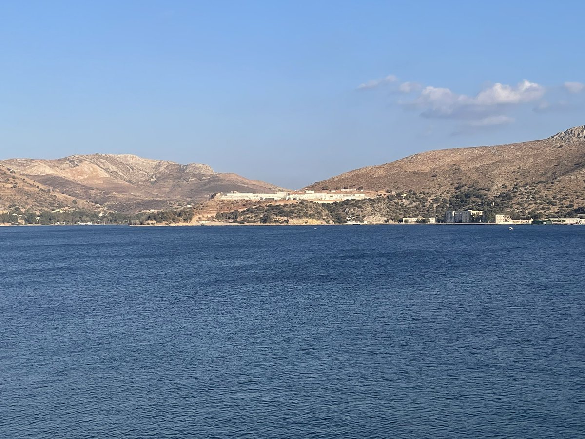 This scar in the hillside is the new hotspot camp in Leros.Situated south facing in the blazing sun.Not much in the way of shade. Capacity of 2500-3000 people.No one seems to know how it will be used but believed 2b a closed camp.Referred to as a prison by locals😞