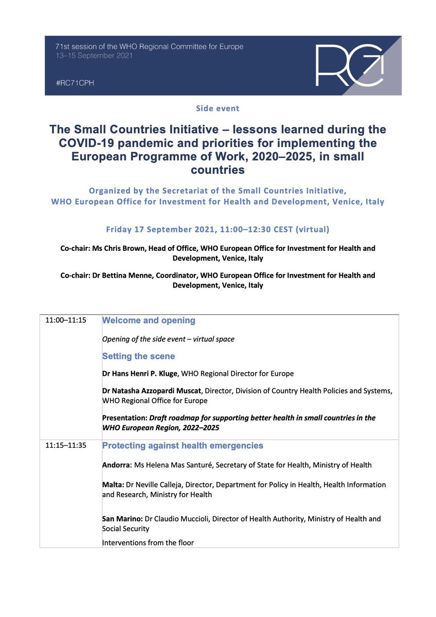 wellbeingEU's tweet photo. HAPPENING NOW: This year the #SmallCountriesInitiative features a dedicated moment within the #RC71, with lessons learned during the pandemic and priorities for implementing the EPW 2020โ25 in small countries across Europe.
๐บWatch live: https://t.co/FWfUSoayuN I #HealthyEurope https://t.co/GTJ0nQ3pkf