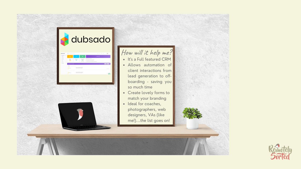RemotelySorted's tweet photo. Have you been considering getting a CRM for your business? Dubsado could be the solution for you. It will help track your client lifecycle from lead to off-boarding and can hold all your template forms, questionnaires and e-mails. #dubsadosetup #hireava #madeinhampshire https://t.co/c1YmrtORg8