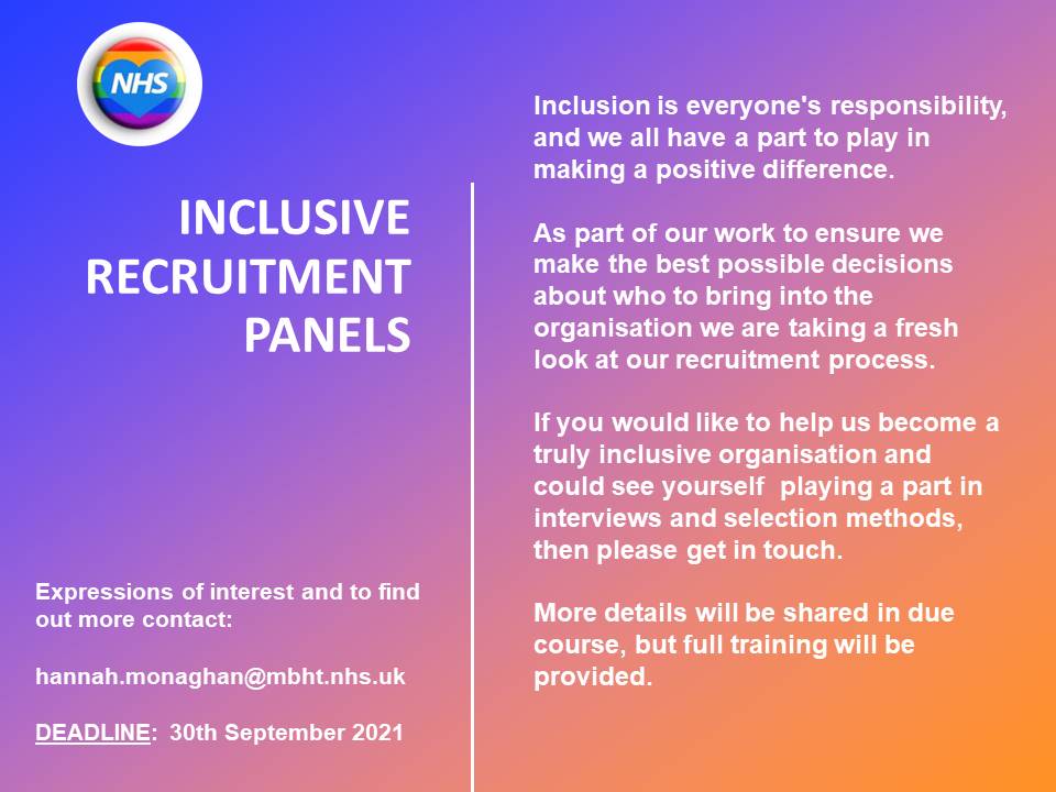 UHMBT Careers (@uhmbtcareers) on Twitter photo If you are involved in interviews and selection methods at <a href="/UHMBT/">MorecambeBayNHSTrust</a> please email Hannah (hannah.monaghan@mbht.nhs.uk) to register your interest in 'Inclusive Recruitment Panels' by 30th September. Please share far and wide in your networks 👇 If you are involved in interviews and selection methods at <a href="/UHMBT/">MorecambeBayNHSTrust</a> please email Hannah (hannah.monaghan@mbht.nhs.uk) to register your interest in 'Inclusive Recruitment Panels' by 30th September. Please share far and wide in your networks 👇