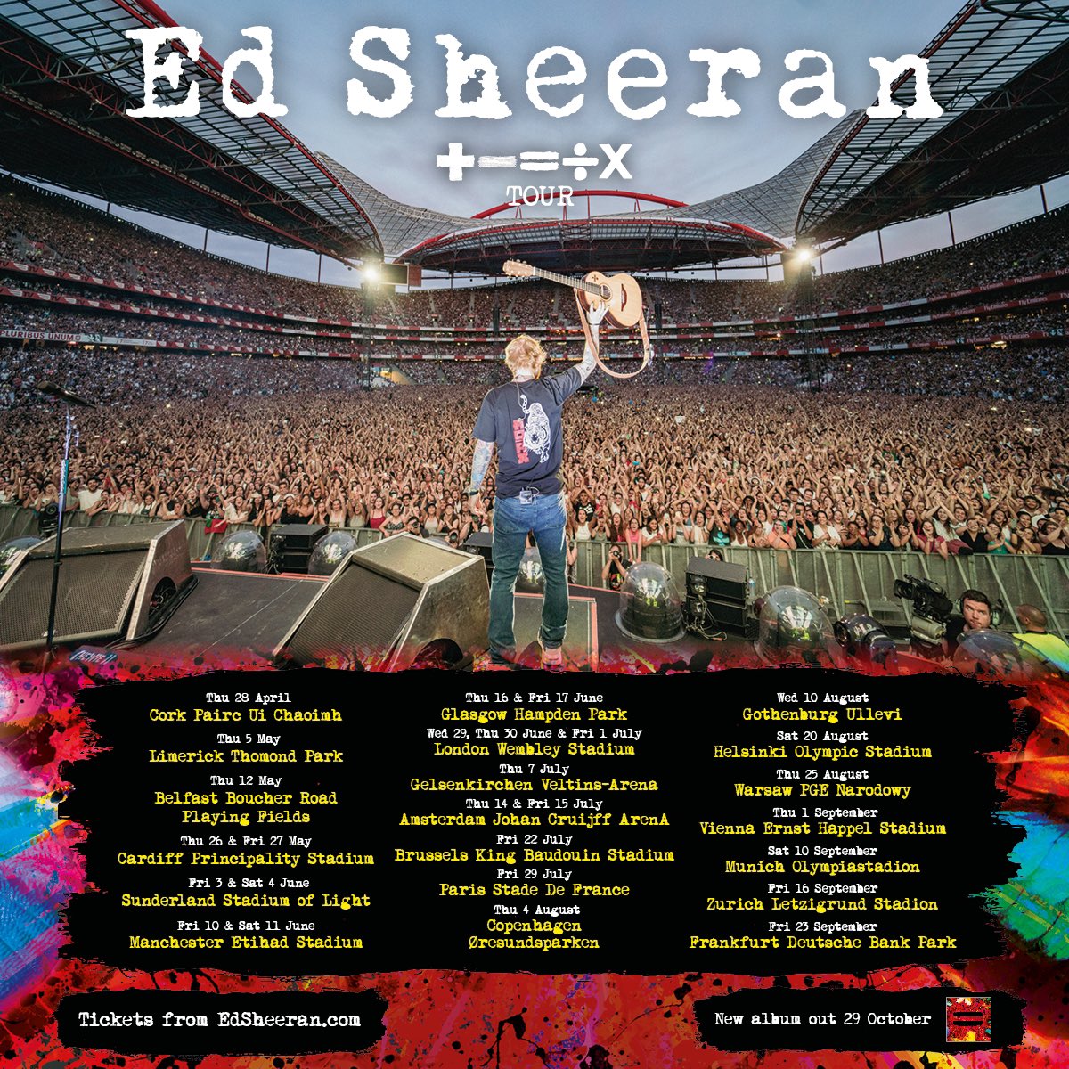 mojoconcerts's tweet photo. Met zijn nieuwe + - = ÷ % Tour (The Mathematics Tour) trekt @edsheeran in 2022 door Europa en komt hij naar Nederland! Op donderdag 14 &amp; vrijdag 15 juli geeft hij twee concerten in de @cruijffarena in Amsterdam. Tickets v.a. 25 september om 11.00 via https://t.co/yGusMpWKgk https://t.co/yi4ggWCS0o