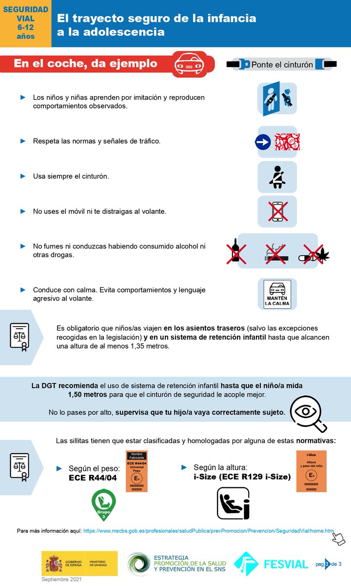 sanidadgob's tweet photo. 📢 De los 6 a 12 años asegura un trayecto seguro de la infancia a la adolescencia para tu hijo/a con estas recomendaciones de seguridad vial 

#SEM2021 #SemanaDeLaMovilidad #MobilityWeek https://t.co/ZmMT9uY7Dk