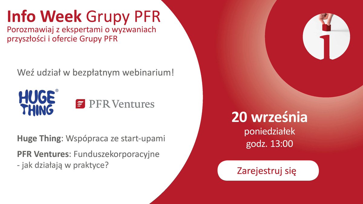 PFR_pl's tweet photo. W poniedziałek zapraszamy na bezpłatny webinar w ramach #PFRinfoWeek z udziałem ekspertów @HugeThing i #PFRVentures.
Zarejestruj się już dziś!
https://t.co/yKqzQzdwWZ https://t.co/5mbEJO2gSk