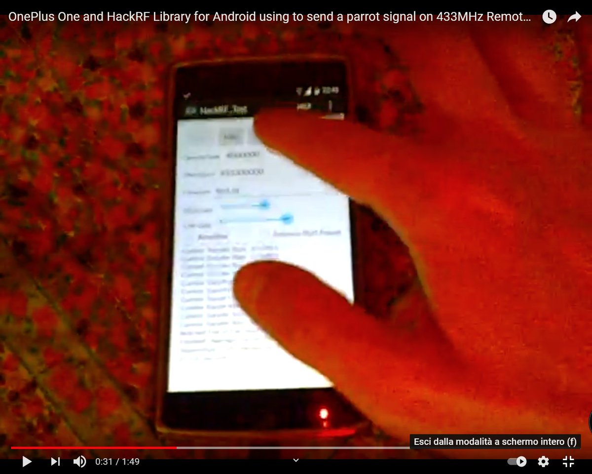 giammaiot2's tweet photo. OnePlus One and HackRF Library for Android using to send a parrot signal on 433MHz Remote Control https://t.co/GXfU3mlqQY & https://t.co/Swj2xK0Acv & https://t.co/HeNKE4XwZC #SoftwareDefinedRadio #Security #OnlyAndroid #RemoteControl #Wireless #Radio #RF https://t.co/qbeB4jlyys
