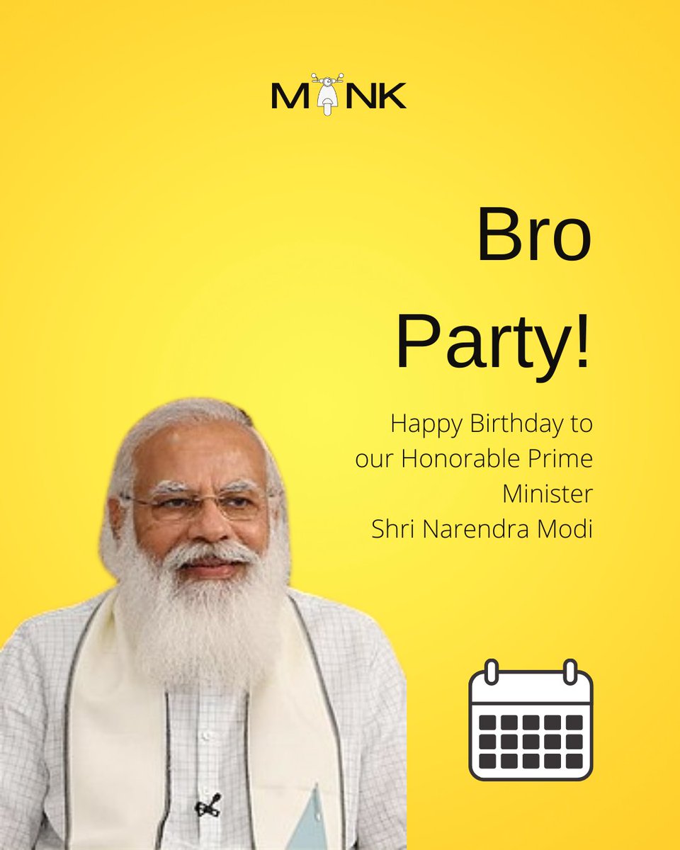 MonkBike's tweet photo. Party to Banti hai...

Happy Birthday to our honorable Prime Minister Shri @narendramodi Ji. 

#NarendraModi #NarendraModi71Birthday #narendramodibirthday https://t.co/K3H2vh6Z7C