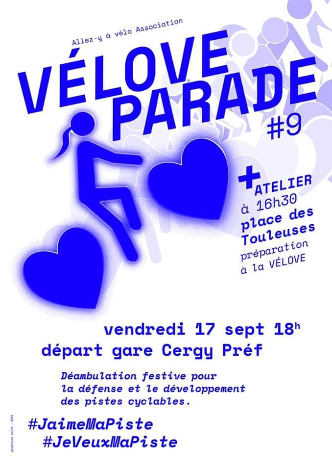 CergyVelo's tweet photo. Vélove Parade ce soir, départ de la maison de quartier des Touleuses à 17h30 et de Préfecture à 18h 🚴‍♂️🚴‍♀️🚴 https://t.co/hUxZf8n7vM