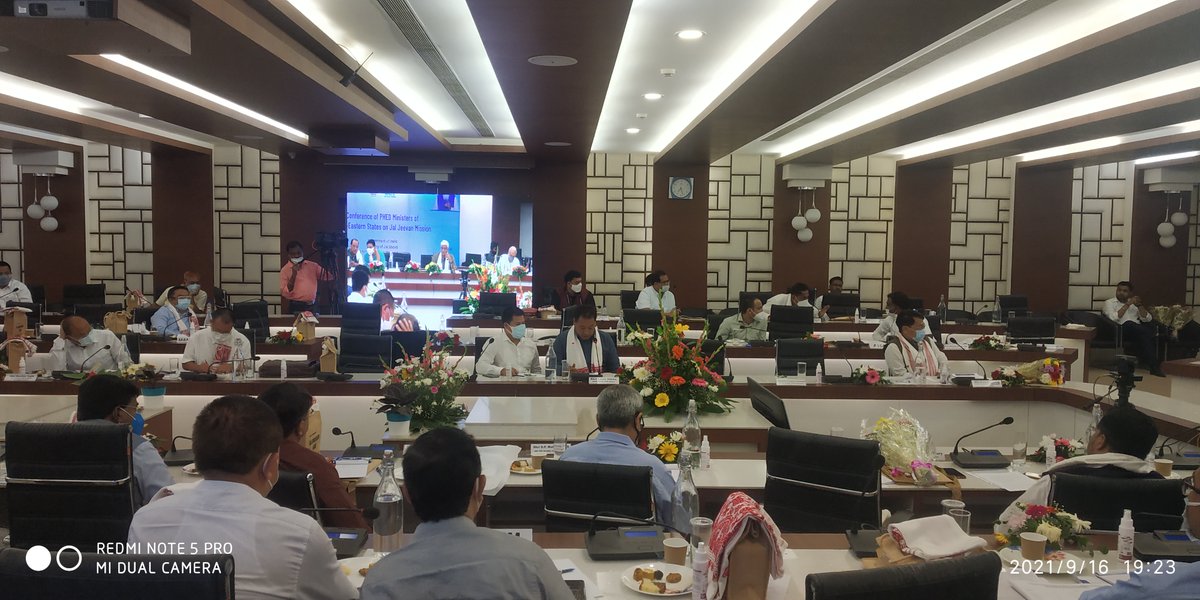 SBMG_Manipur's tweet photo. Shri Losii Dikho Hon'ble Minister PHED, Manipur highlighted the achievement/ progress and issue/challenges of the state during the conference of PHED Ministers of North Eastern-States on Jal Jeevan Mission held on 16th Sep, 2021.
#HarGharJal #cleanwater #portablewater https://t.co/QGHM9WqCad