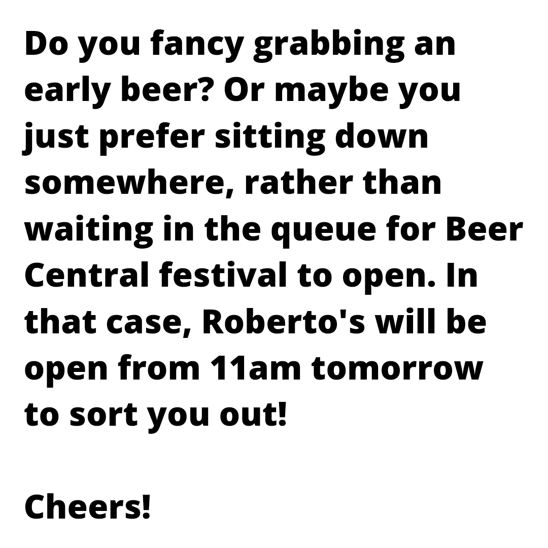 Open tomorrow from 11am!