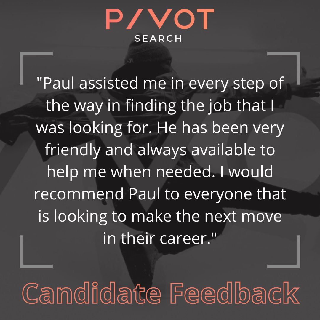 Paul Grant received this great feedback from a client after successfully fulfilling a placement.

Make sure to get in touch with Paul or anyone at Pivot Search to discuss the services we can provide to you.

#clientfeedback #recruitment #staffing #recruiterfeedback