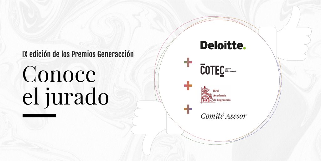 Gracias a <a href="/Deloitte_ES/">Deloitte España</a>, a <a href="/Cotec_Innova/">Fundación Cotec</a>, a la <a href="/RAI_Ingenieria/">Real Academia de Ingeniería</a> y al grupo de miembros que forman parte de un Comité Asesor, daremos con los proyectos más innovadores de 2021, ¿será el tuyo? 👏

👉 Si todavía no te has presentado, ¡date prisa! bit.ly/GeneraccionGre…