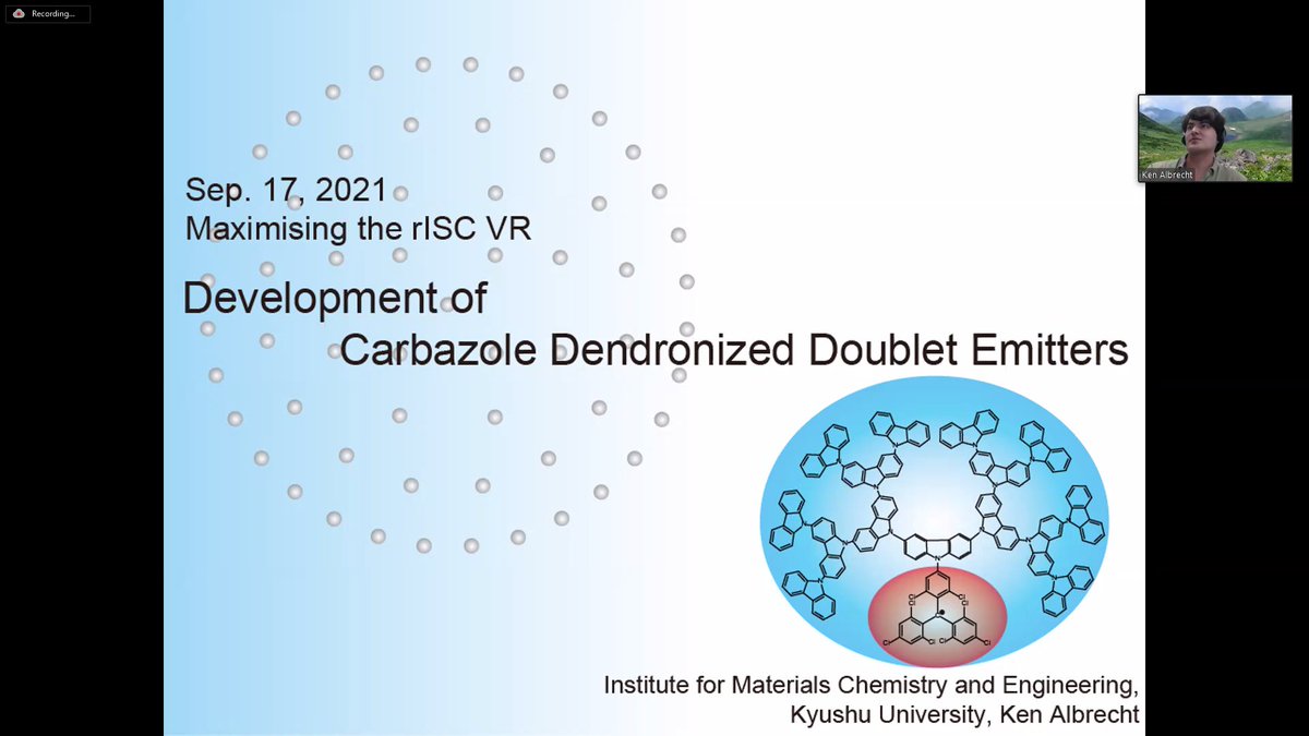 Maximising the rISC (@maximisetherisc) on Twitter photo To start the second day we have <a href="/Albrecht_Ken/">Ken Albrecht</a> giving us some insight into the world of doublet emitters based on carbazole dendrimers. #MAXrISC #FluorescenceFriday To start the second day we have <a href="/Albrecht_Ken/">Ken Albrecht</a> giving us some insight into the world of doublet emitters based on carbazole dendrimers. #MAXrISC #FluorescenceFriday