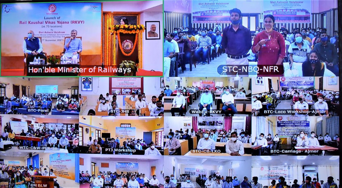 RailMinIndia's tweet photo. Indian Railways takes a leap in advancement of Skill India Mission
Shri @AshwiniVaishnaw launches Rail Kaushal Vikas Yojana, a program under the aegis of Pradhan Mantri Kaushal Vikas Yojana.
https://t.co/4cQHEbU9gE https://t.co/t5e4I8d53t