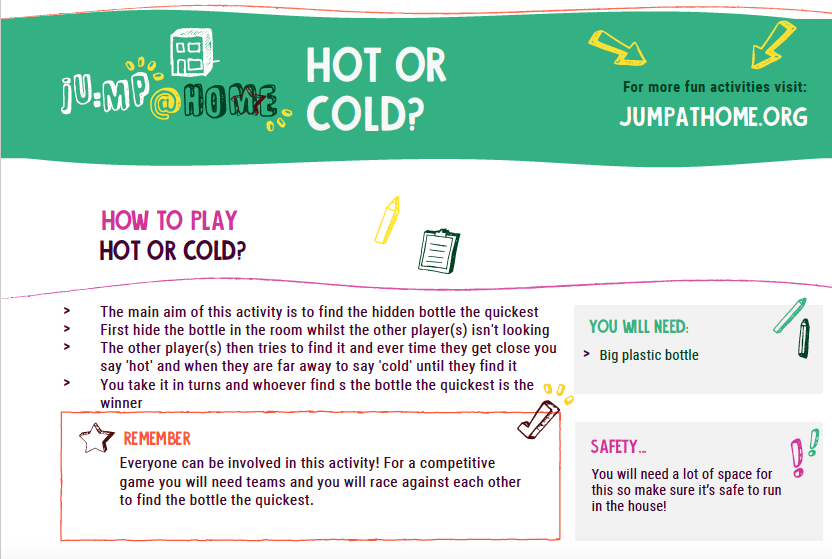 JoinUsMovePlay's tweet photo. NEW JU:MP challenge of the week! Can you play Duck, Duck Goose or Hot or Cold? Remember Kids can submit their own outdoor play ideas at https://t.co/zX6RiD9U7V & have the chance to win a scooter through our prize draw! π΄βΊοΈ#BringBackOutdoorPlay because #OutdoorPlayMatters https://t.co/wkJYVz7sG5