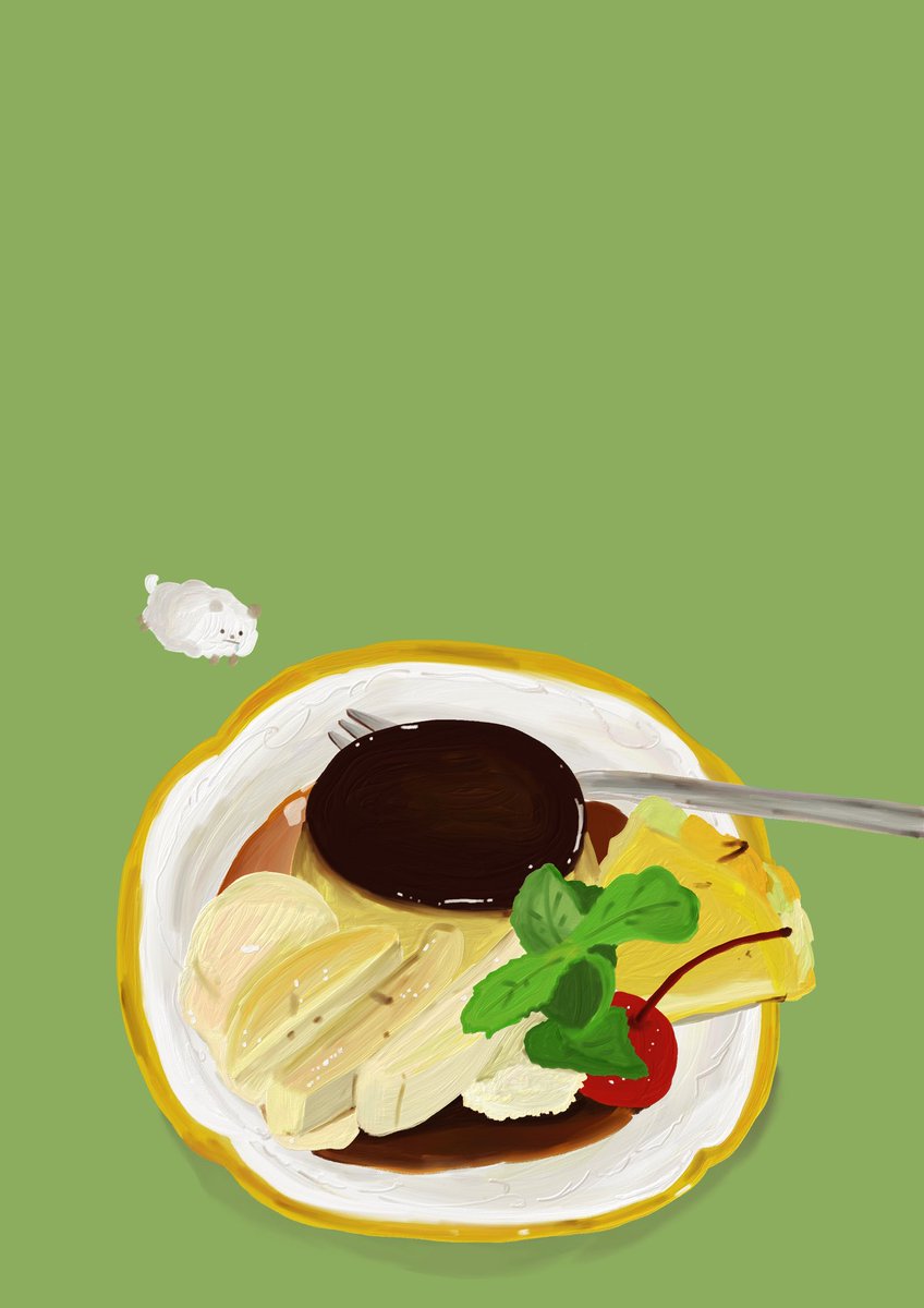 プリンアラモード 良かったら待ち受けに使ってくださいませ 栗熊ひろよのイラスト